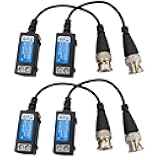 exgoofit BNC Video Balun Connector, 2 Pairs BNC Passive Transceiver Adapter via CAT5/5E/6 Twisted Pair Transmitter for 720P 1080P 3MP 4MP 5MP CCTV Security Camera System