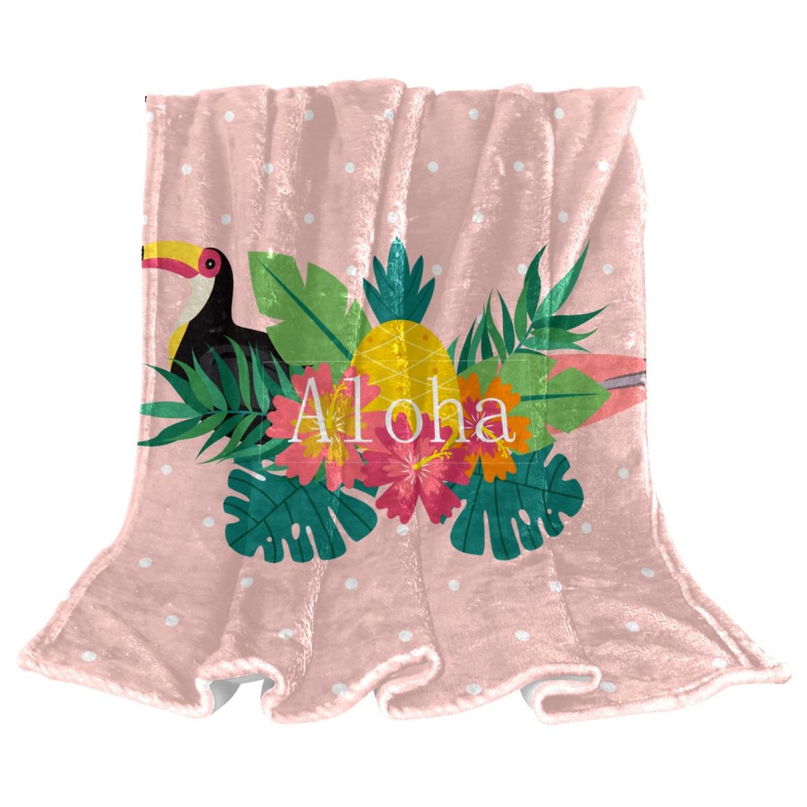 Couverture polaire ananas oiseau douce et isolante pour chambre et bureau