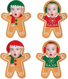 Big Dot of Happiness Custom Photo Gingerbread Christmas - Gingerbread Man Holiday Party DIY Shaped Fun Face Cut-Outs - 24 Count