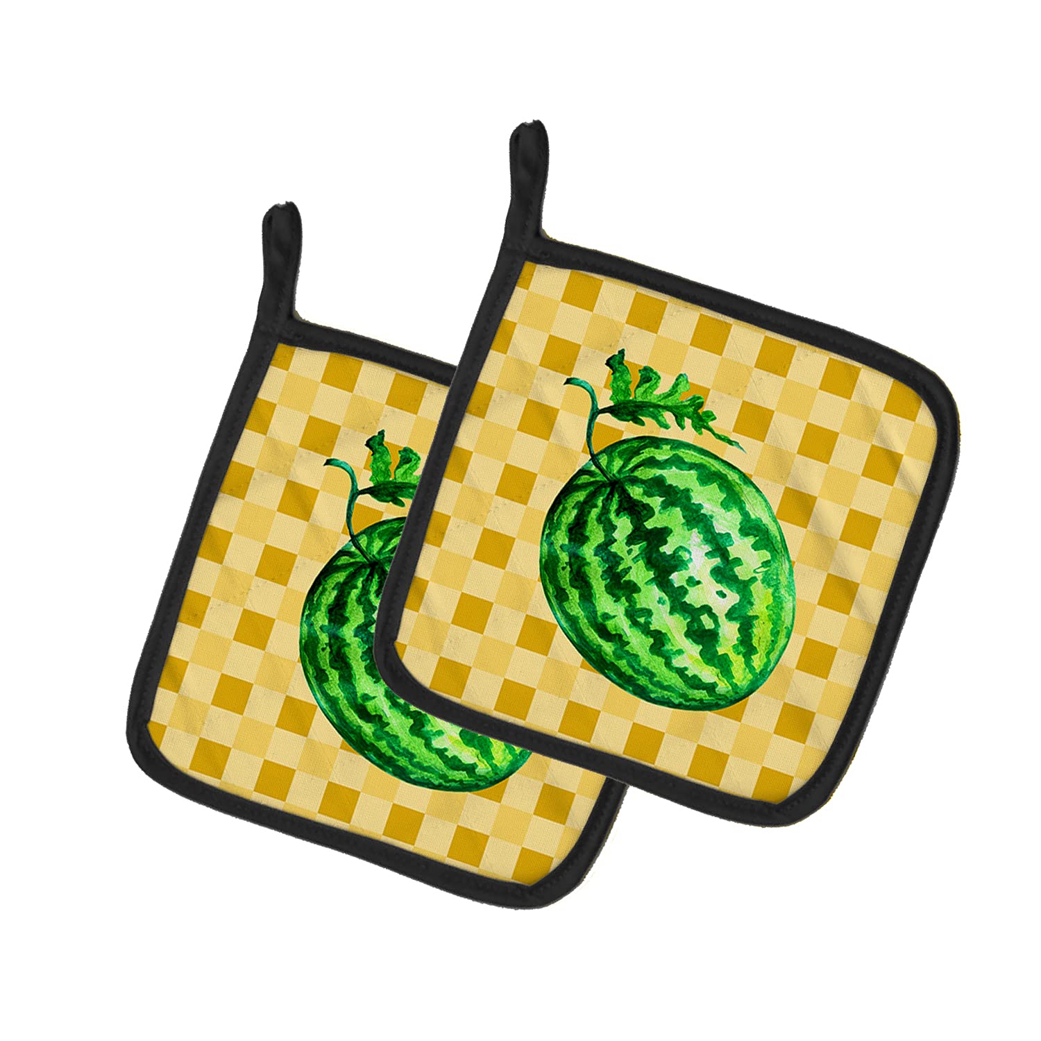 Caroline's Treasures BB7252PTHD Topflappen, Wassermelone auf Korbgeflecht, hitzebeständig, Topflappen-Set, Ofen, heiße Pads zum Kochen, Backen, Grillen, 19,5 x 19,5 cm, 19,5 x 19,5 cm