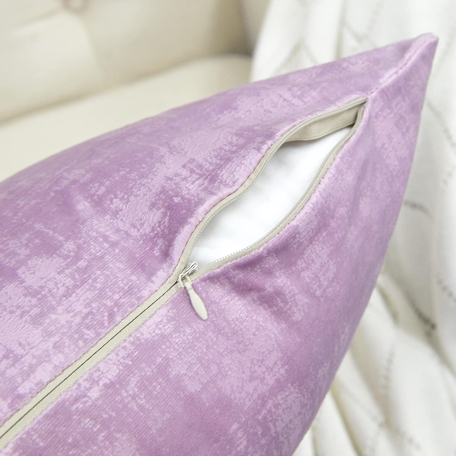 Home Soft Things Textured Velvet Pillow Covers Set of 4, 20'' x 20'', Mauve Shadows, Modern Decorative Square Throw Pillow Covers for Couch Sofa