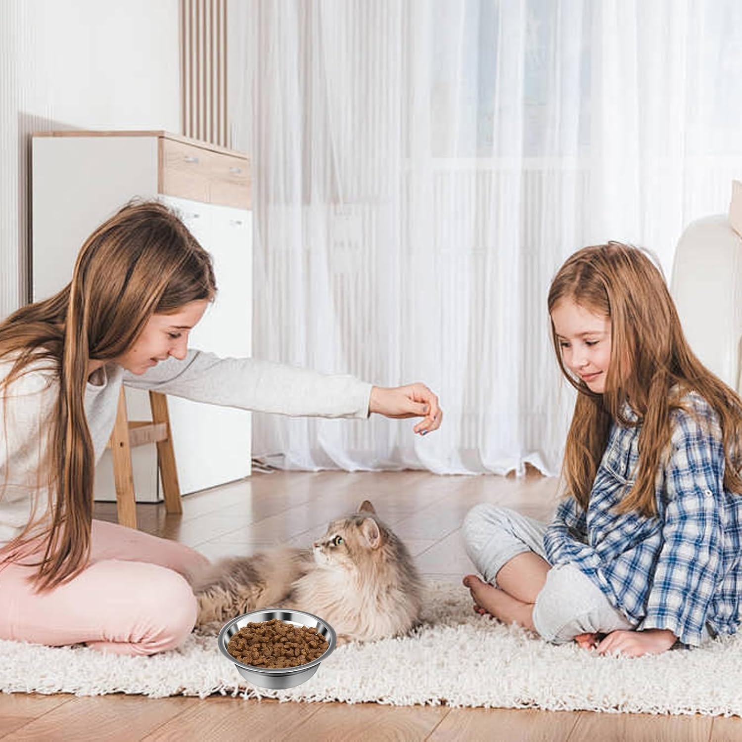 16 Pcs Pets Bowl Bulk 15 oz Pet Feeding Bowl Stainless Steel Dog and Cat Bowls Pet Feeder Metal Small Puppy Raised Food and Water Bowls for Small Medium Pets Supplies