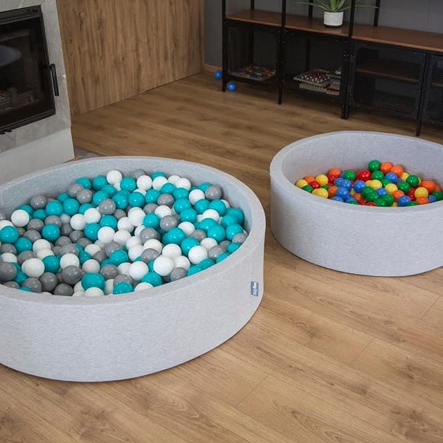 Foto 8 de 8 de KiddyMoon Piscina De Bolas 120X30cm/200 Bolas El Cuadrado Grande para Ninos,Hecha En La UE