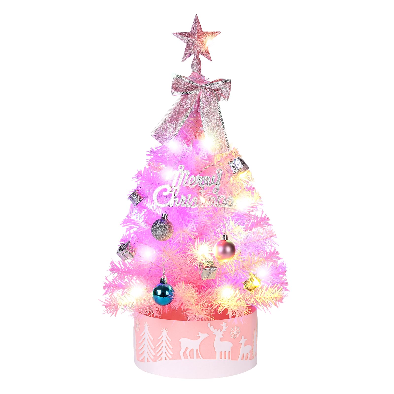 Photo 1 of Lucoss 2FT Pink Mini Christmas Tree with Lights