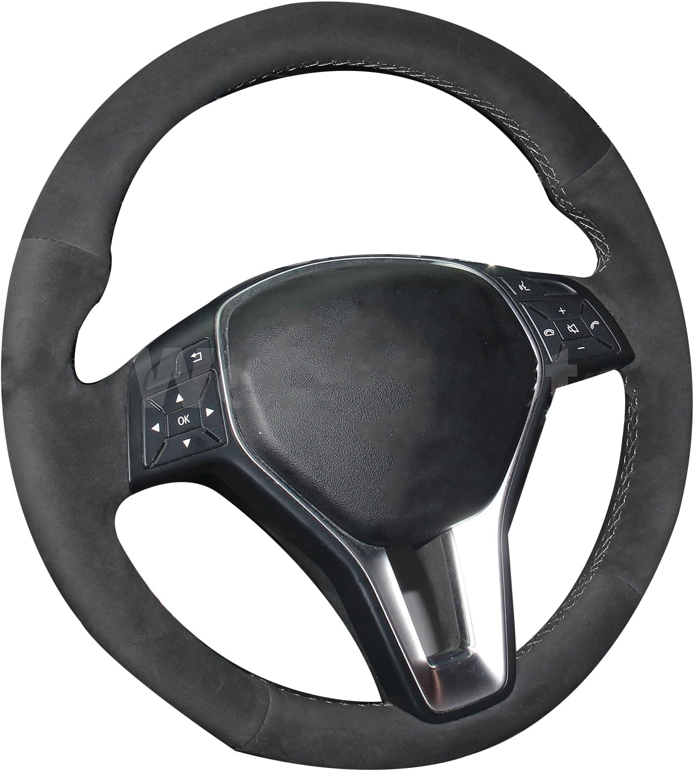 Loncky Custom Genuine Leather Steering Wheel Cover for Mercedes Benz CLS550 CLA250/Benz E250 E350 E400 E550/ GLA250 GLK250 GLK350 /C250 C300 C350 /Benz B250e B-Class Electric Accessories