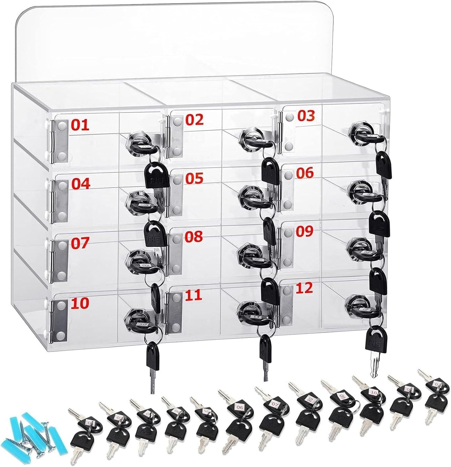 Acrylic Cell Phone Locker, Wall-Mounted Cell Phone Storage Cabinet with Door Locks & Keys Cell Phone Organizer for School,One Color-25Slots