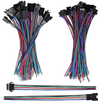 20PCS 10 Pairs 22 AWG JST SM Plug 4 Pin 150mm Male to Female LED Wire Connector Adapter Electrical Cable for Arduino - 15CM