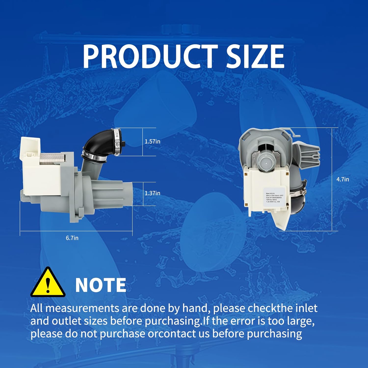 W11612326 W10879262 W10805386 PS16744934 W11521435 AP7193729 W10282479 Dishwasher Circulation Pump Motor Assembly Replacement Part Compatible With Whirlpool Sears Kenmore Amana Maytag Dishwashers