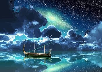 絵画　海　イラスト Amazon.co.jp: 星空と海と小舟 自作絵画 イラスト画 絵画