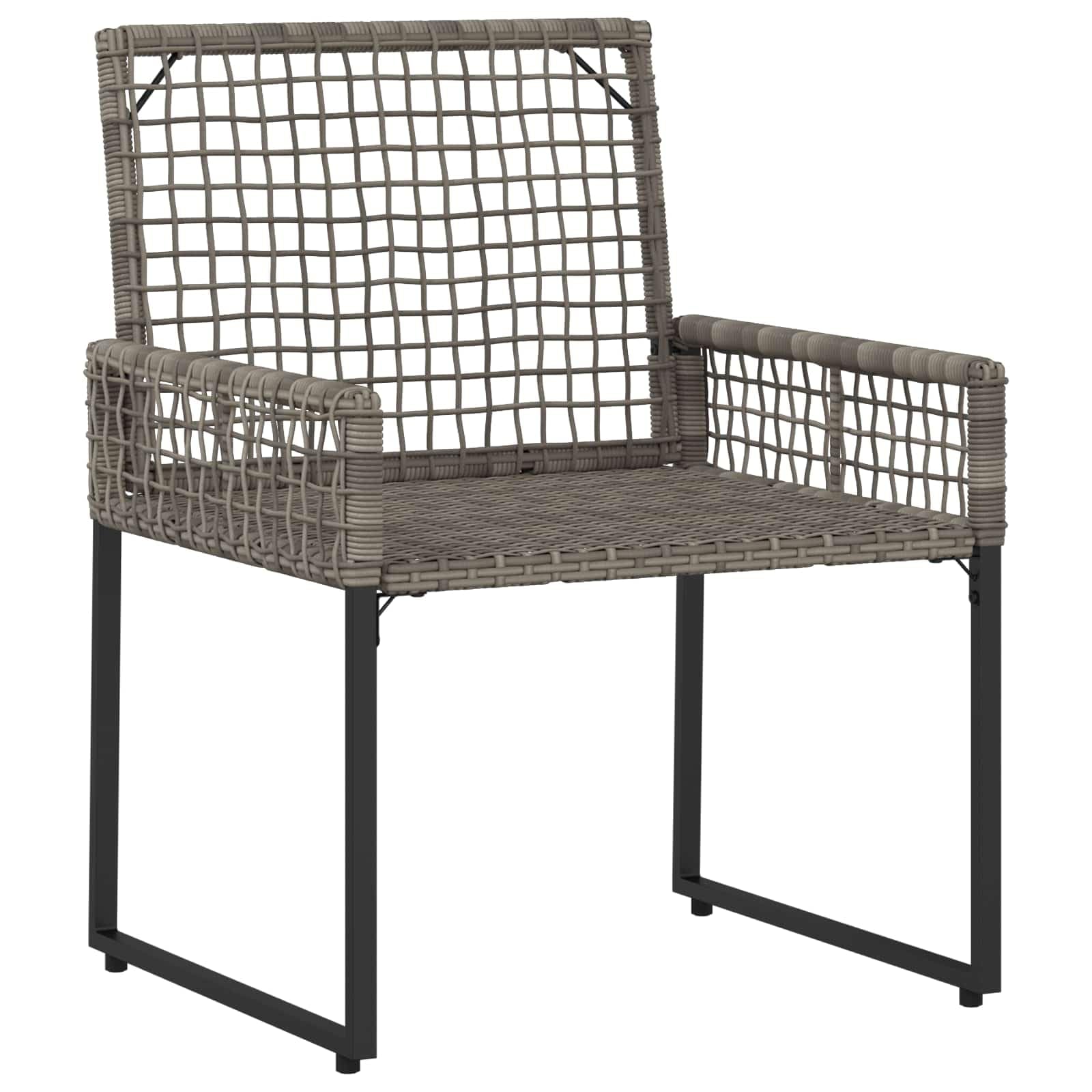 Set Mobili da Giardino 3 Pz in Polyrattan Legno Grigio Blu Navy | Set da pranzo per giardino e terrazzo con 2 sedie e tavolino, cuscini imbottiti per relax all'aria aperta e finiture curate.