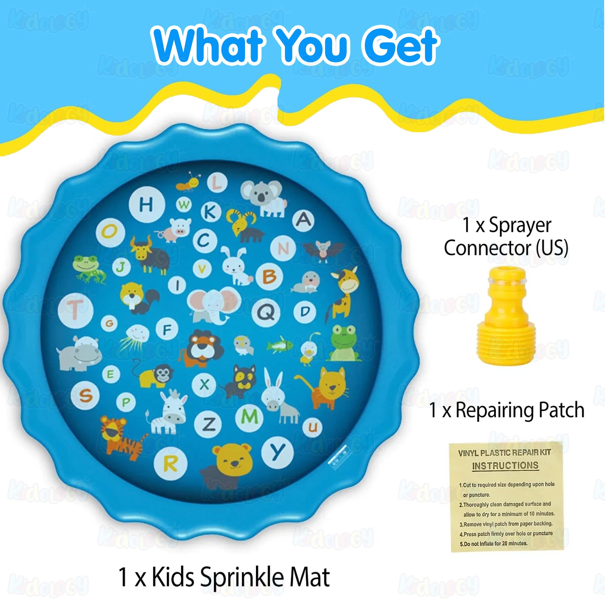 Kidology Non-Slip Sprinkler Splash Pad for Kids -Summer Water Toys | Fun Backyard Fountain Play for Toddlers & Kids Large Play Pool Spray Mat with Adjustable Spray Height – 150Cm (Multicolor) 1