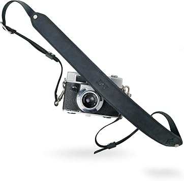 PEGAI Personalized 100% Leather DSLR Camera Strap, Compatible with Canon Camera & Nikon | Handmade Camera Harness, Gifts for Photographers, Heavy Duty Leather Camera Sling | Steve Charcoal