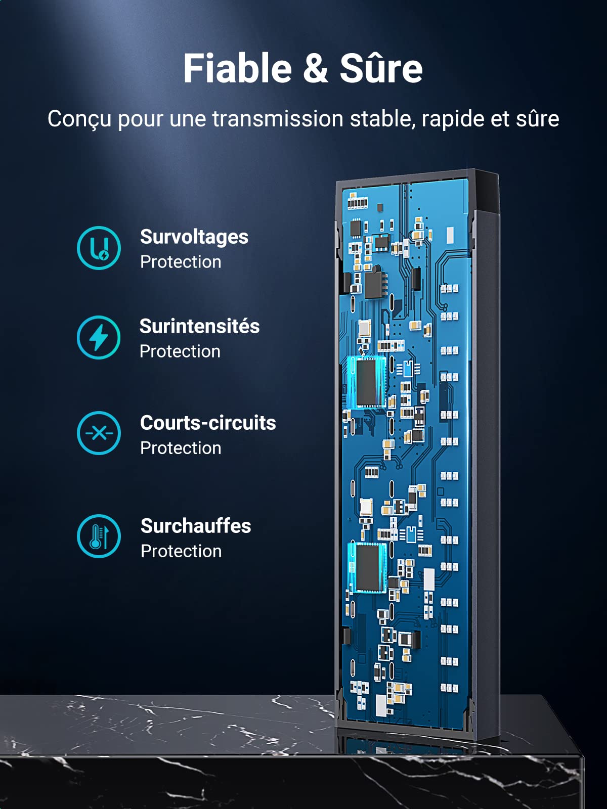 UGREEN Hub USB 3.0 Alimenté en Aluminium 7 Ports USB Hub avec Ports de Charge Interrupteur Indépendant Alimentation Externe 12V 2A Compatible avec PC PS5 PS4 Pro Slim Xbox One iMac, 1M Câble