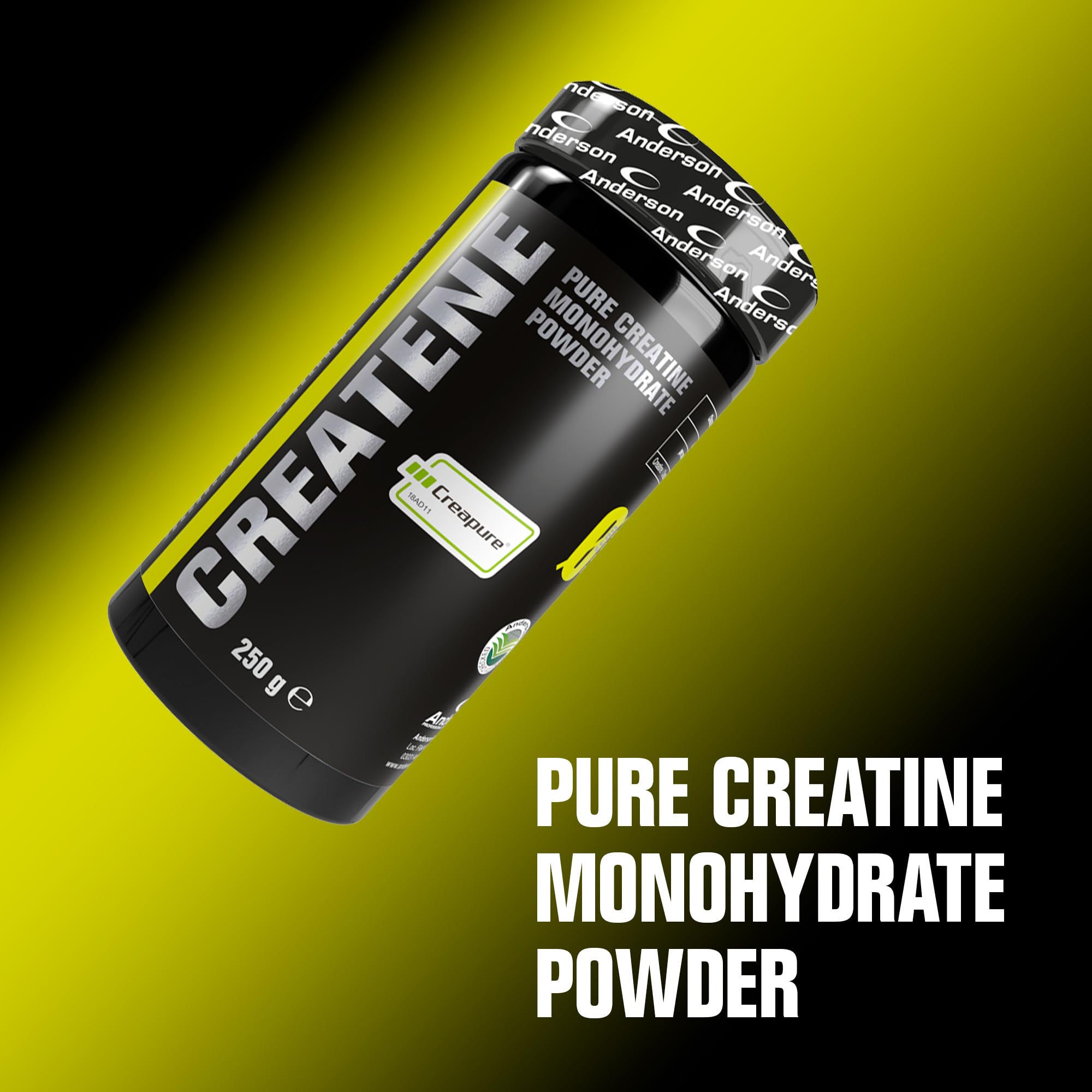 Anderson® Creatina Monoidrato 100% Creapure®250 g - Potenziamento Energetico, 73 dosi x 3.4 g - CREATENE, Pure Creatine Monohydrate Powder