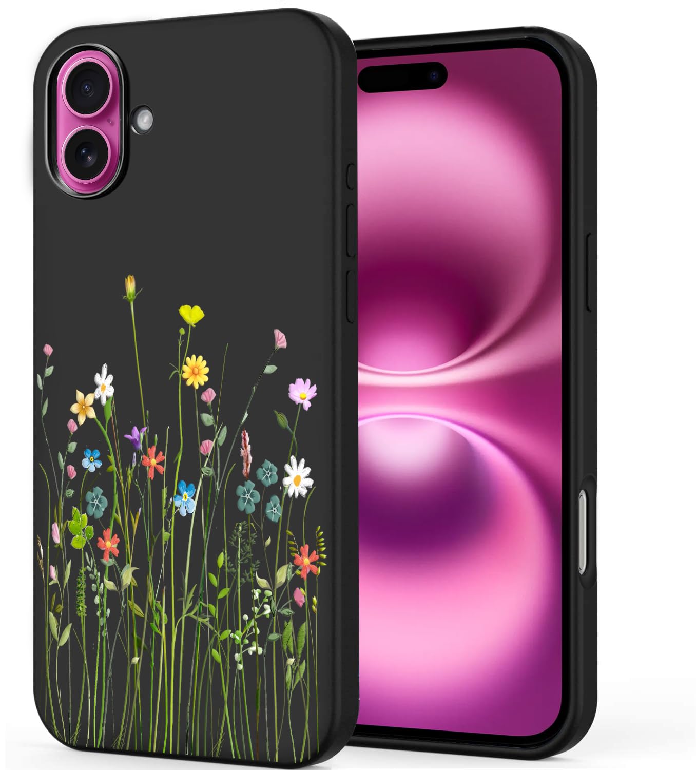 Unov Case Compatible with iPhone 16 (2024) 5G Case with Design Soft TPU Shock Absorption Slim Embossed Pattern Protective (Floral Bouquet)