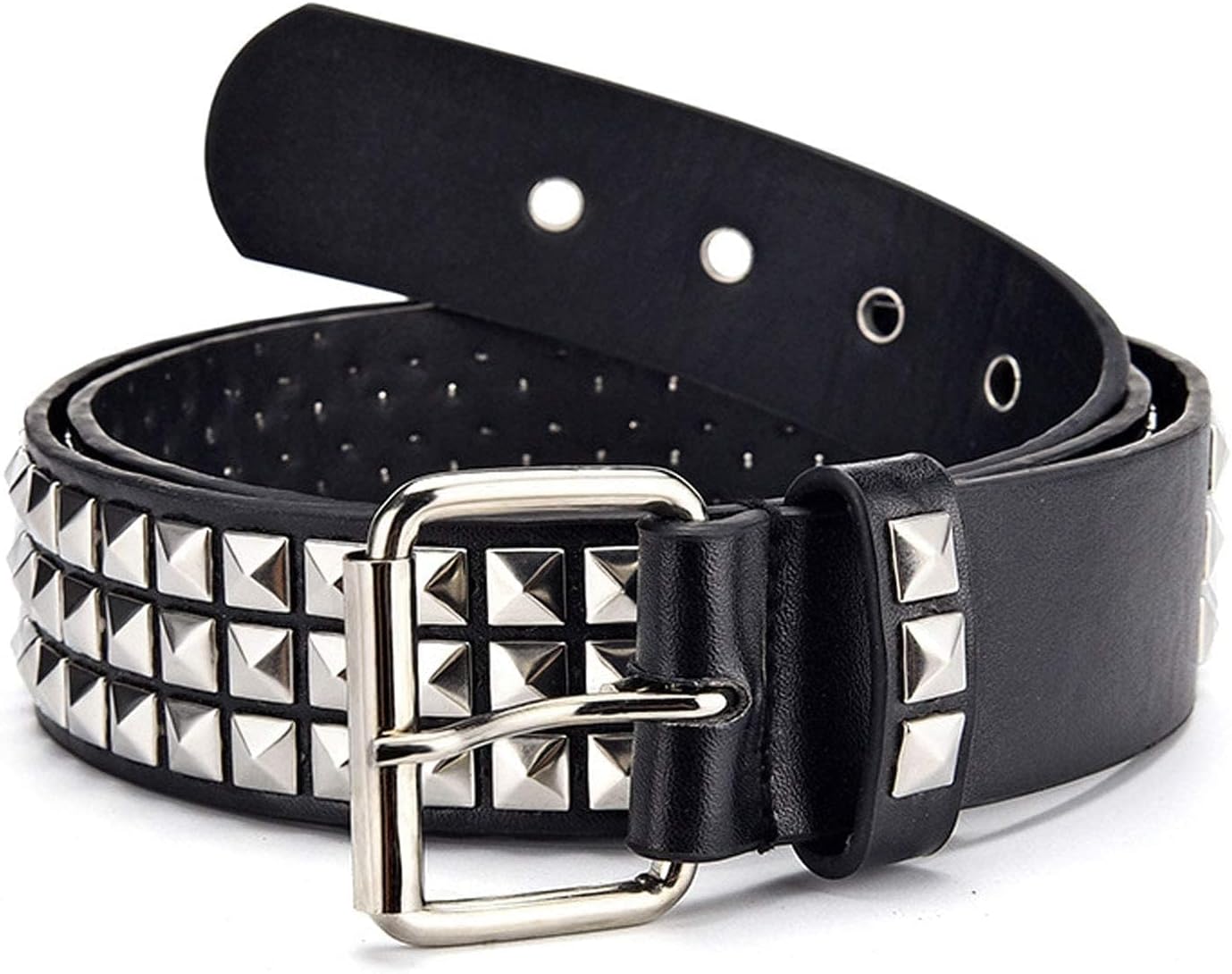 Black Studded Belt Punk Belt Rock Rivet Belts with Bright Pyramid Studded belt for Men/Women - Image 4