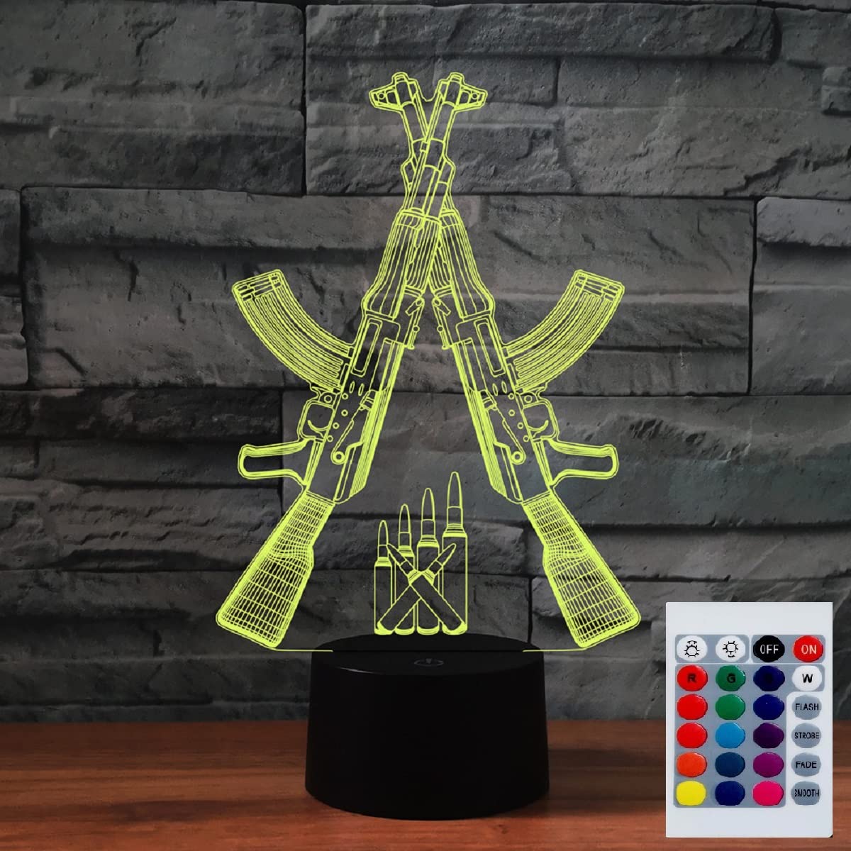 Superhongjihao Colorful Night Light For Kids 3D Rifle Led Lamp With Remote Control 16 Color Changing Xmas Birthday Gift For Child