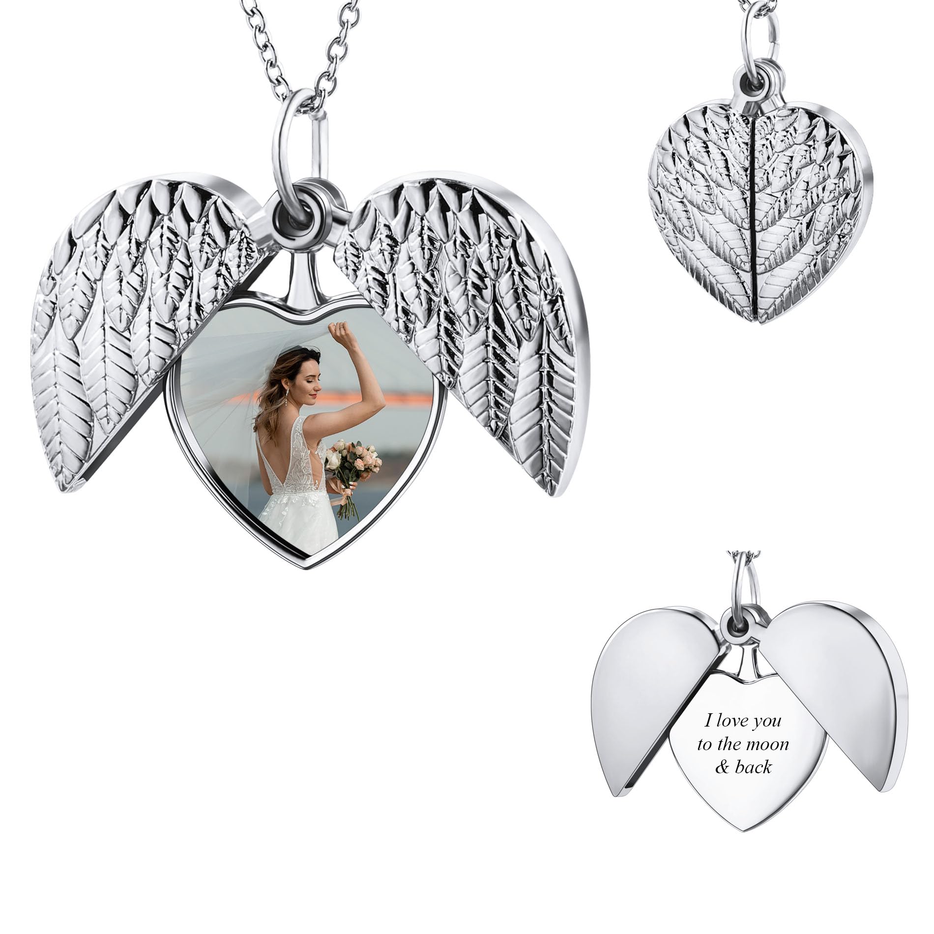 OTXIXTOPersonalizada Foto Plata/Oro Girasol/Corazón Medallón Collar para Mujer Personalizada Mujeres Medallón Memorial Collar con Foto/Texto Memorial Sunshine Joyería Regalo para Mujer Novia Mamá