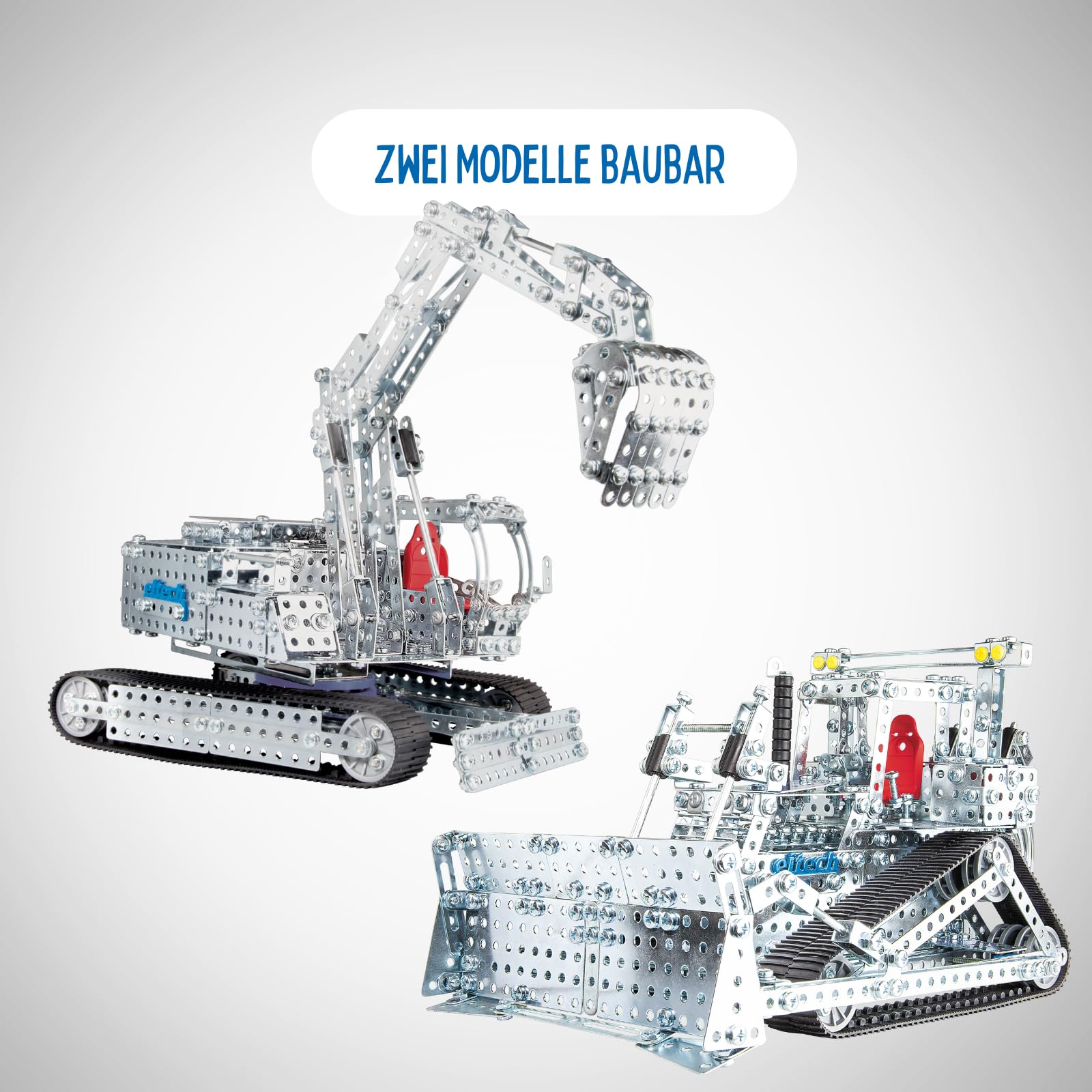 eitech Mega-Raupe, Kettenbagger - Metallbaukasten 00019, 1400+ Bauteile | Konstruktionsspielzeug, Baustellenfahrzeug, Bulldozer, Metall Bagger, Modellbau Mädchen Junge 12 13 14 Jahre und Erwachsene