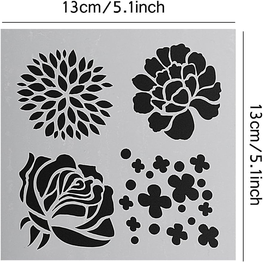 SOTOGO 25 Pcs Mixed Pattern Hollow Out Painting Stencils Square Shape Journal Stencil Plastic Planner Stencils for Painting on Wood/Journal/Notebook/Diary/Scrapbook DIY Drawing Template Stencil