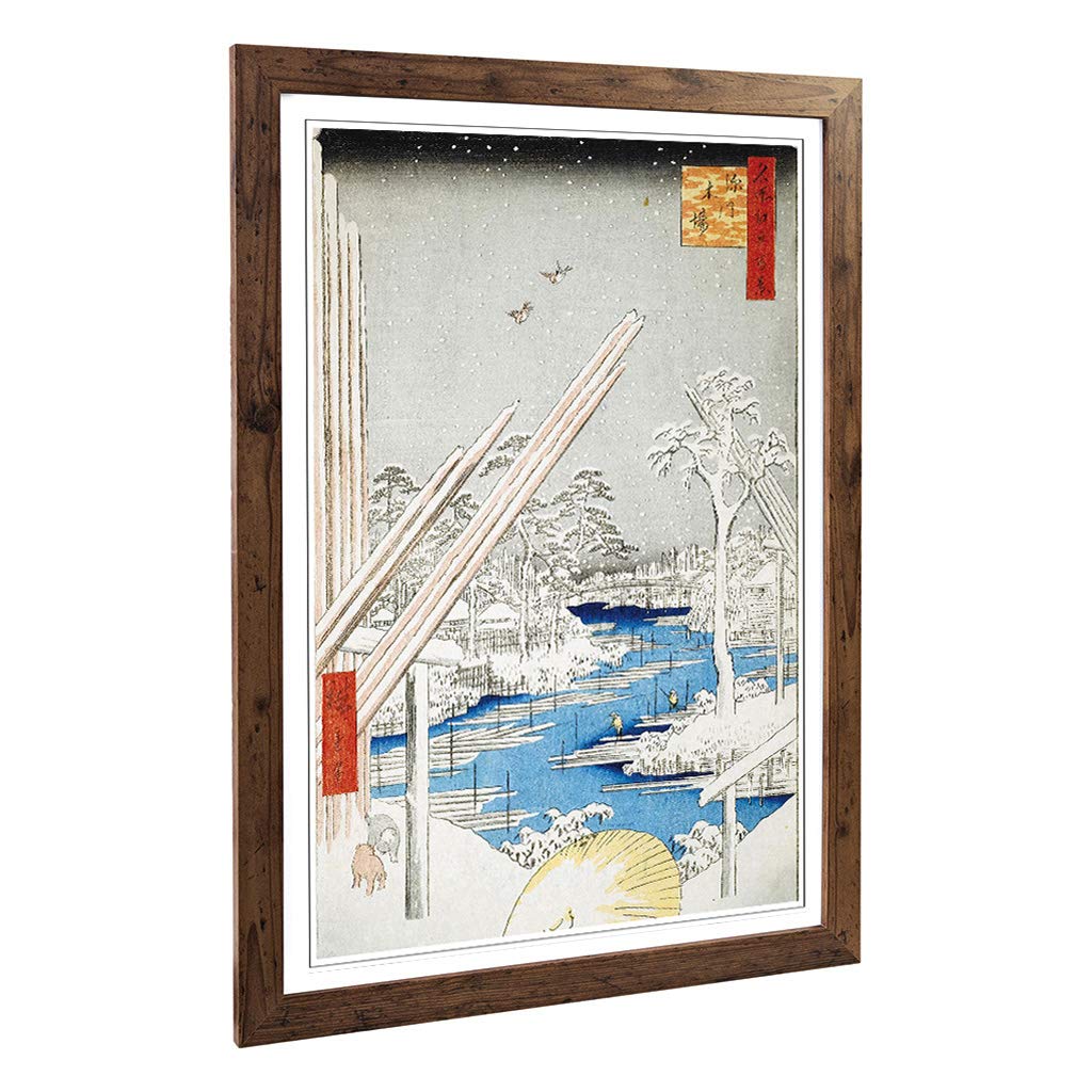 Big Box Art Framed Print of Hiroshige Japanese Oriental (28) Design | Wall Art Picture | Home Decor for Kitchen, Living Room, Bedroom, Hallway, Walnut, A2 / 24.5x18 Inch / 62x45cm