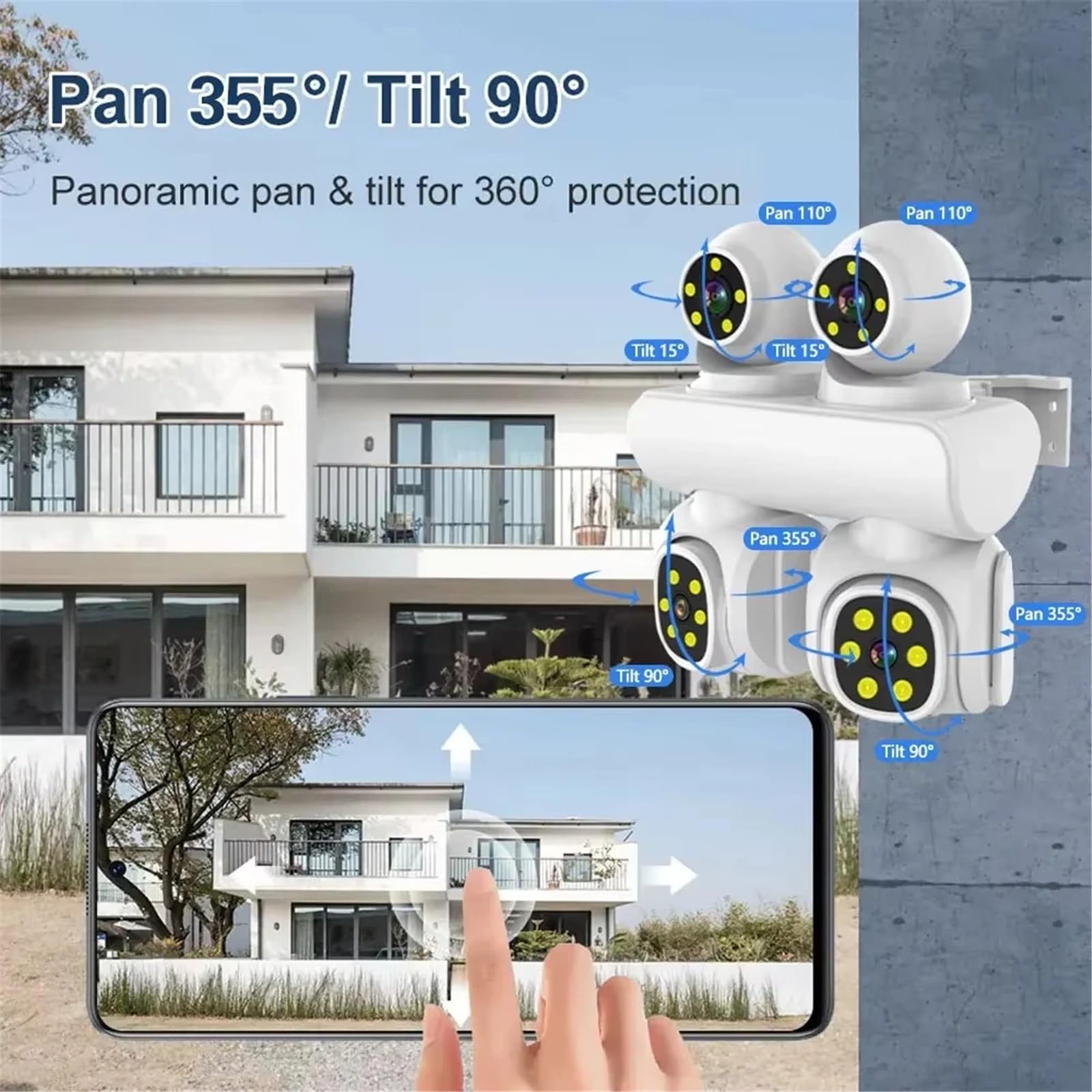 Jaxcam 20MP 10X ZOOM Kamera z czterema obiektywami WIFI IP CCTV Cztery PTZ Zewnętrzny wodoodporny dwukierunkowy domofon Motion Track Kamera ICAM365(20MP WIFI No Card)
