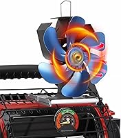 Vista 10 de XTIMES Ventilador de estufa de leña oscilante, ventilador de chimenea con termómetro magnético, ventilador termoeléctrico para estufa