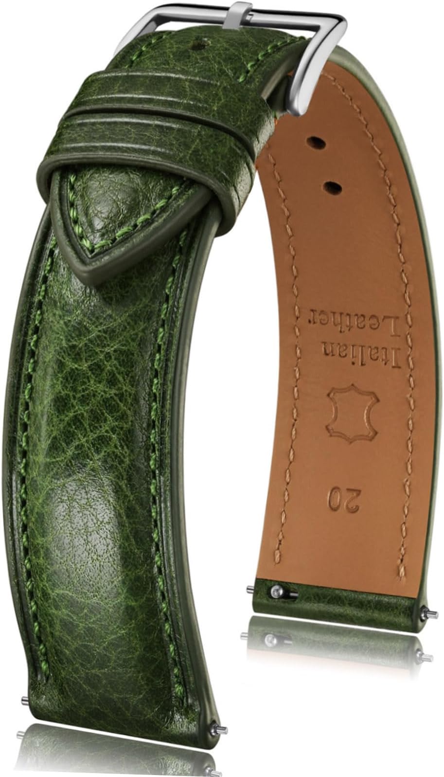 Italian leather Watch Band Tuscany Natural Vegetable-Tanned Full Grain Genuine Leather,18mm 19mm 20mm 21mm 22mm Quick Release Replacement Watch Straps for Men and Women Thick and Soft