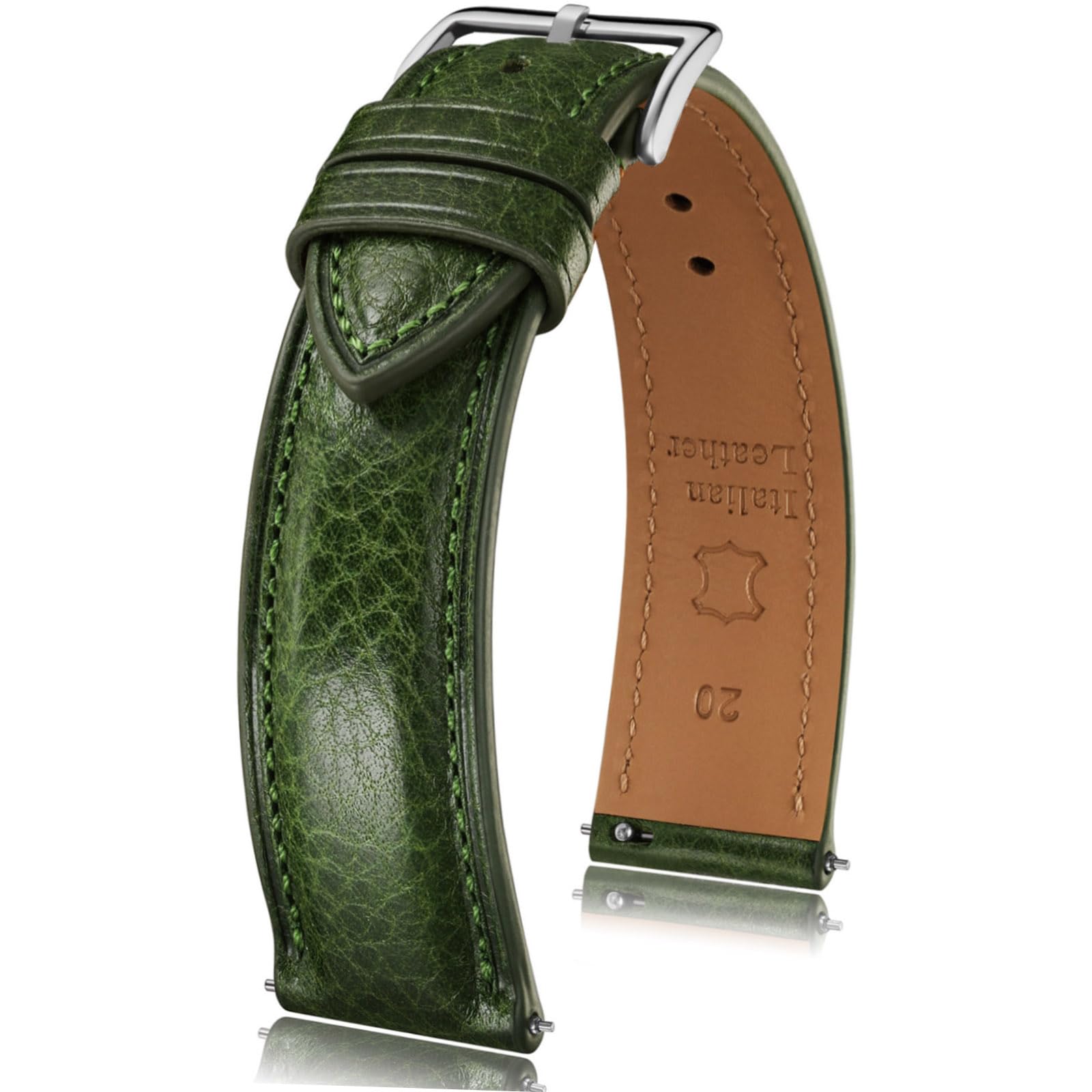 Getalia Italian leather Watch Band Tuscany Natural Vegetable-Tanned Full Grain Genuine Leather,18mm 19mm 20mm 21mm 22mm Quick Release Replacement Watch Straps for Men and Women Thick and Soft