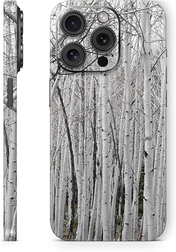 MightySkins Skin compatible con Apple iPhone 15 Pro - Abedul Forest | Funda protectora de vinilo duradera y única | Fácil de aplicar y cambiar de