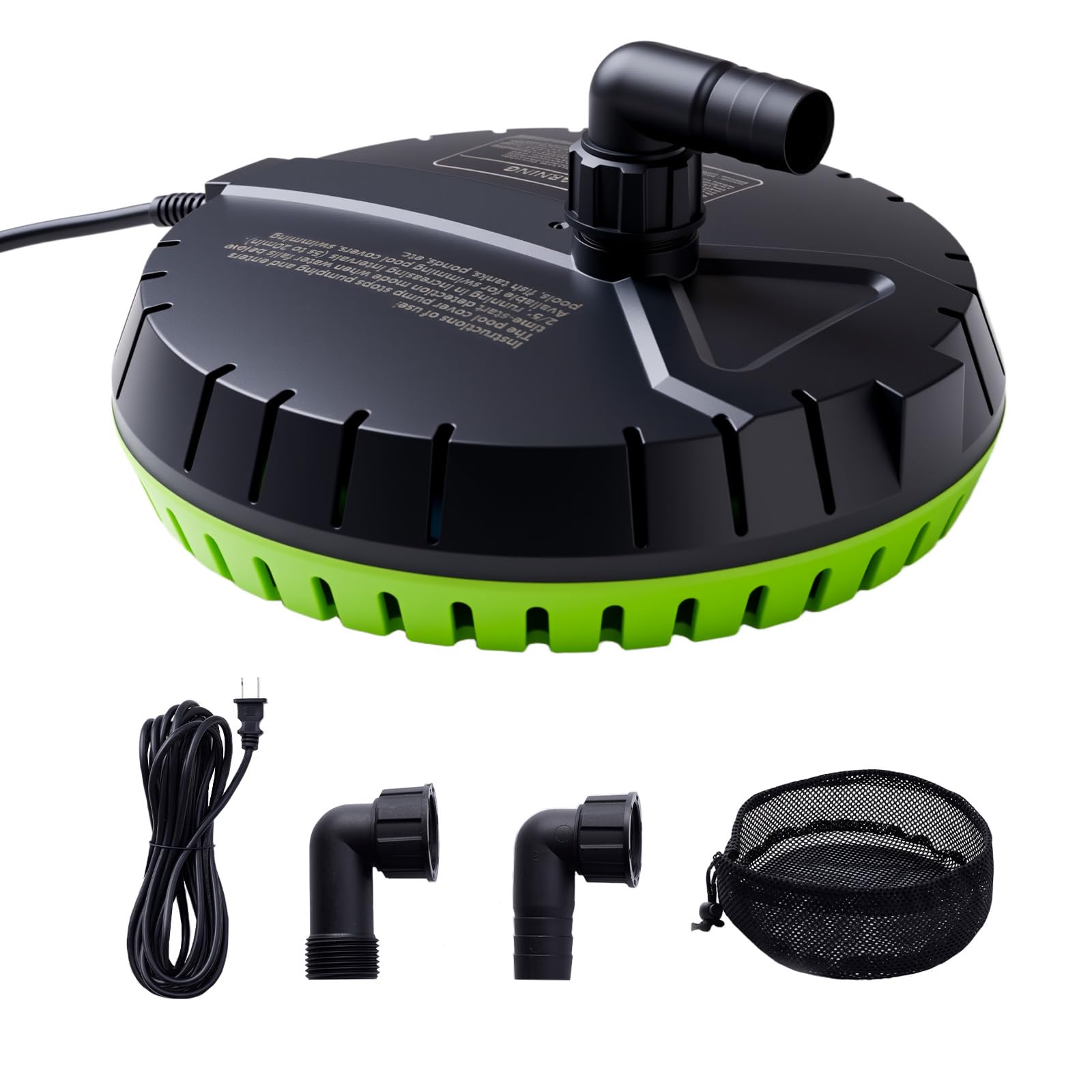 - Automatic Pool Cover Pump, 1500GPH Submersible Sump Pump for Pool Draining, 25FT Power Cord, 2 Adapters, Available for Swimming Pool Covers, Swimming Pools, Fish Tanks, Ponds, Green