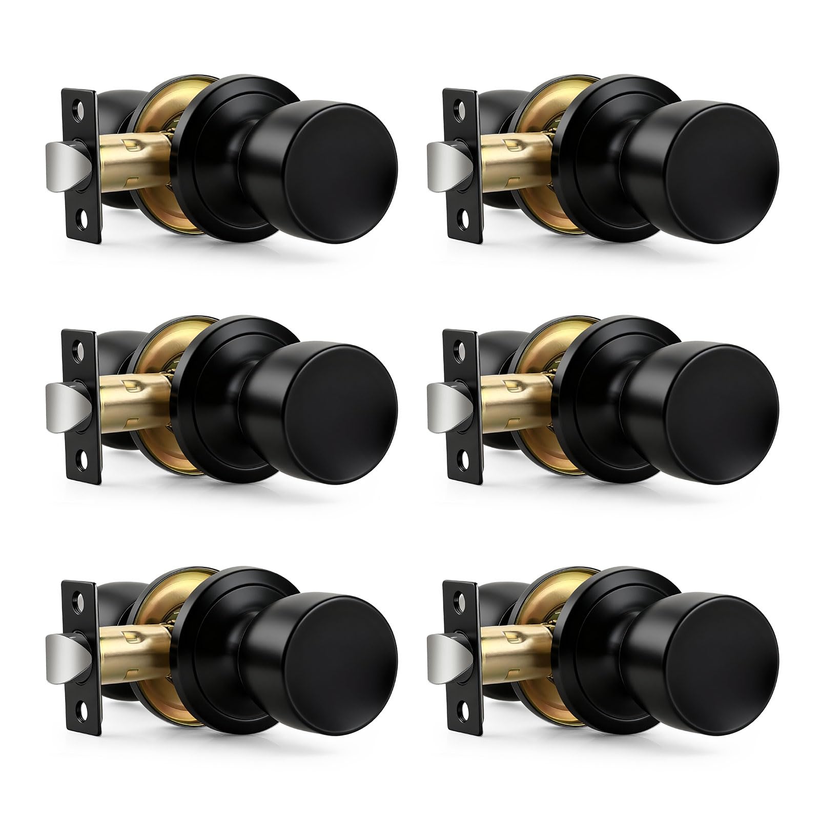 Brushed Nickel Door Knobs - 5 Pack Tulip Privacy Knobs -11