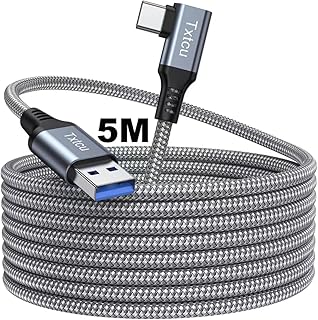 Txtcu Link Cable 16ft Compatible for Oculus Quest 2/1,/Pro/Pico 4 USB 3.0 to USB Type C Cable Nylon Braided 5Gbps High Speed Data Transfer USB C Charging Cable for Oculus Quest 2/1,VR Headset