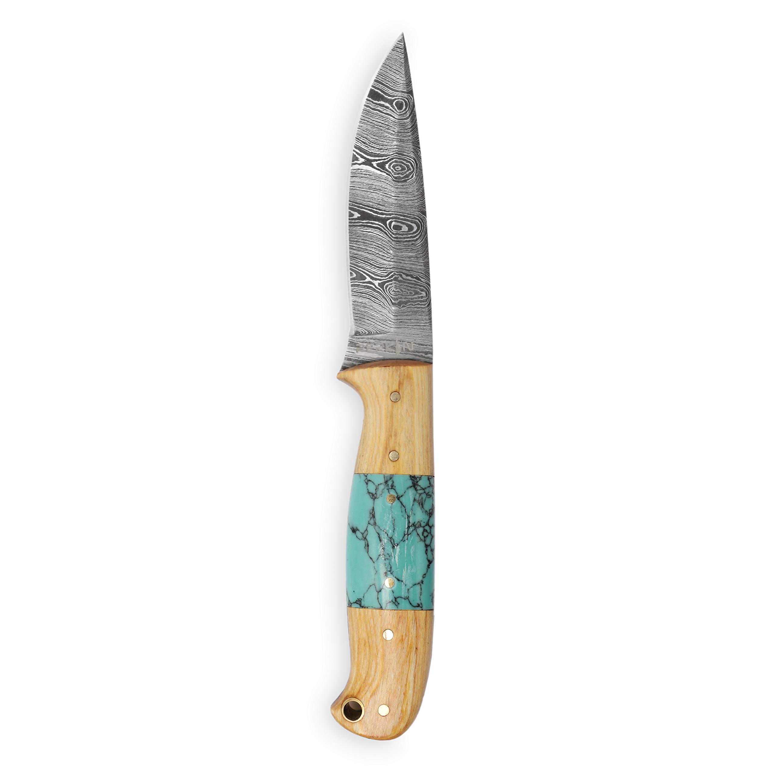 Perkin Coltello da Caccia Damasco con Coltello Sharpcraft a Lama Fodera SK900
