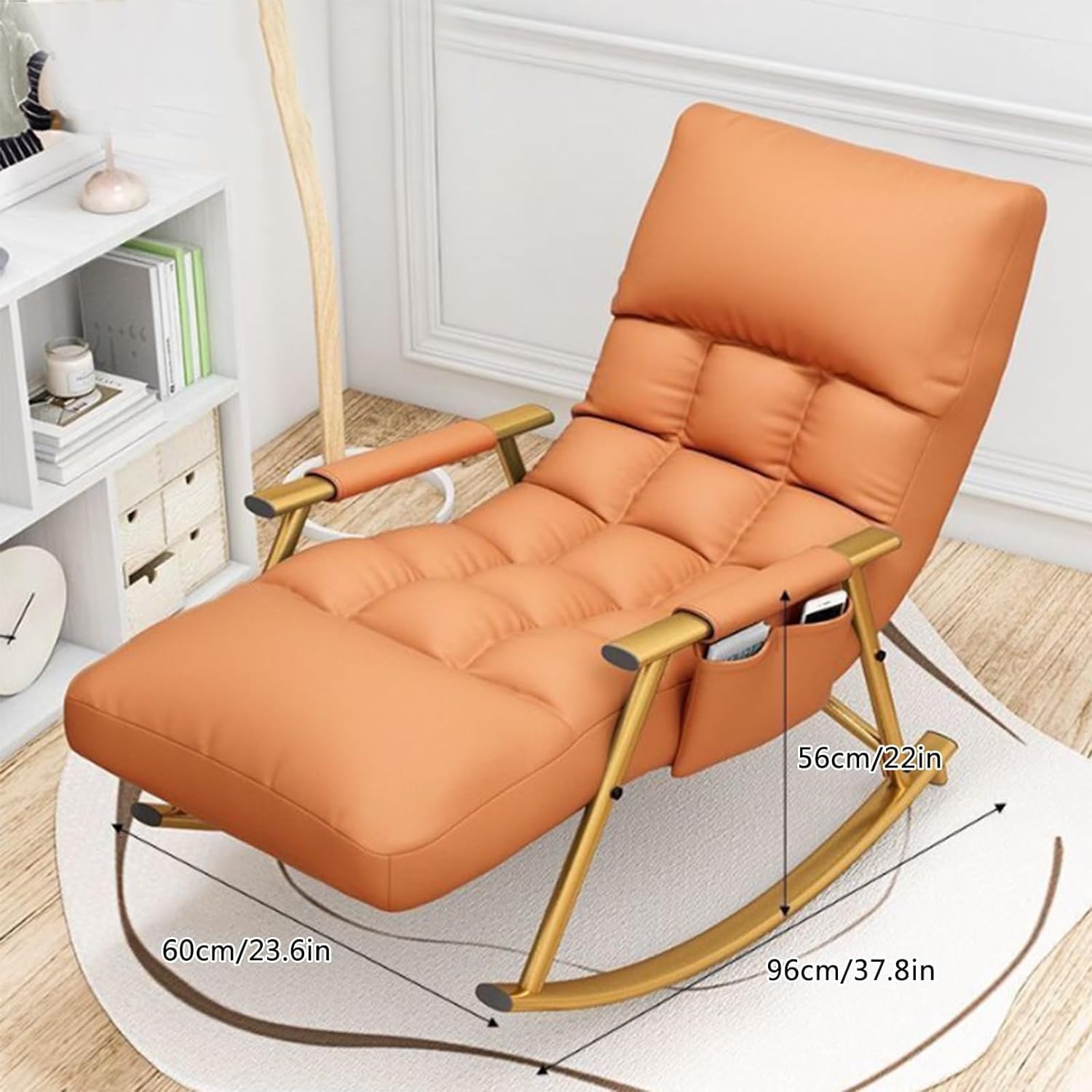 保育園用ロッキングチェアグライディングリクライニングチェア屋内ロッキングチェアパッド入りシート高い背もたれアームチェアフットレスト付