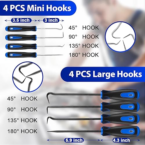 Miniatura 2 de Keze Juego de 17 piezas de gancho y púa, kit de herramientas de extracción de moldes, herramienta de extracción de alicates de clip, raspador de