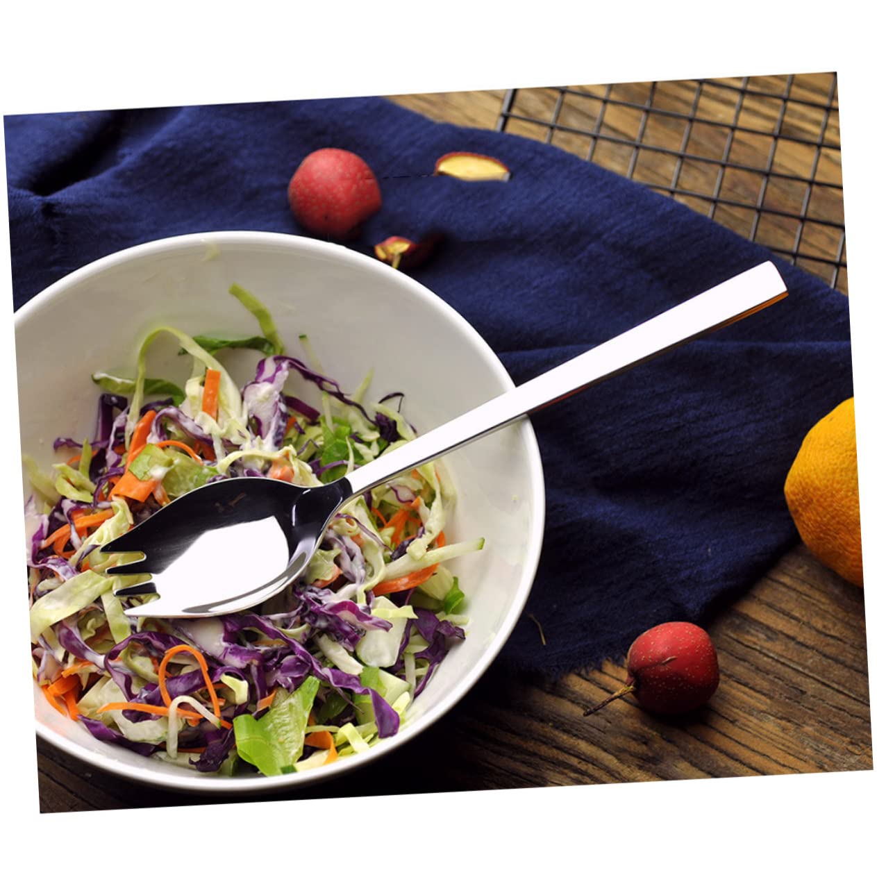 BRIGHTFUFU Stainless Steel Salad Spoon Set Large Size Heavy Duty Spork Perfect for Bulk Orders Soup and Salad