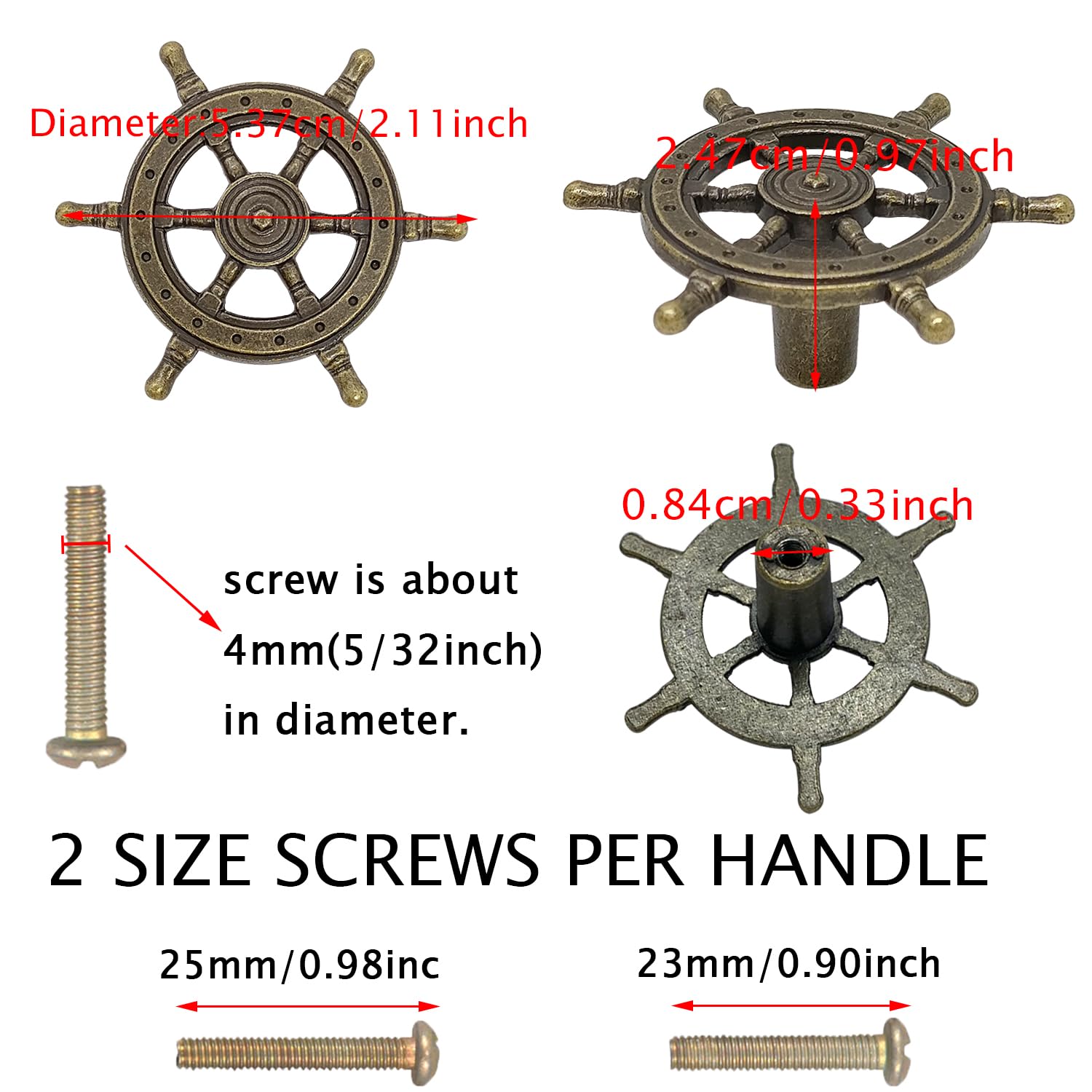 Bouton De Taquet De Bateau, Bouton De Porte De Tiroir En Métal, Cuivre Antique, Poignée De Tiroir - France