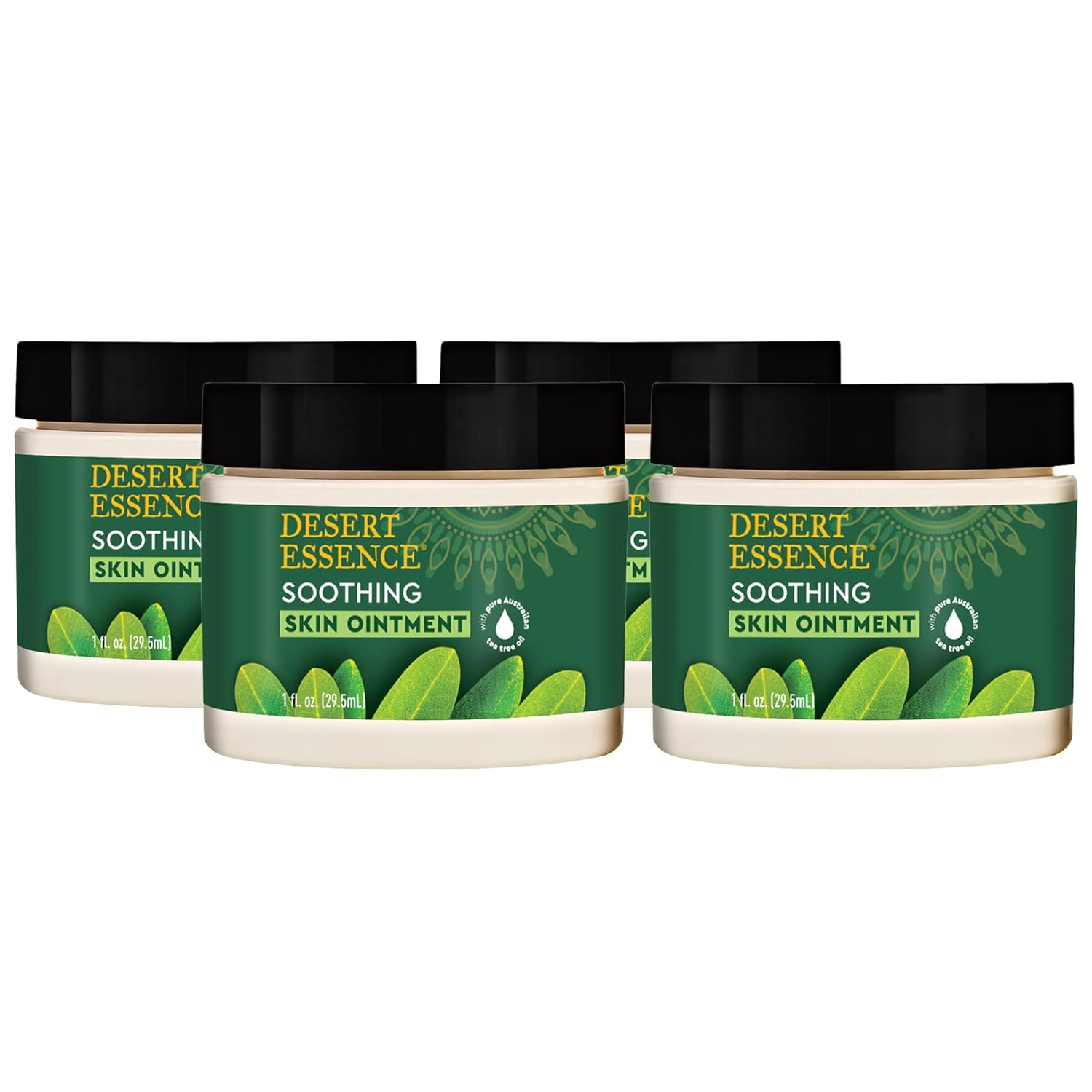 Desert Essence Organic Tea Tree Oil Skin Ointment - 1 Fl Oz - Pack of 4 - Jojoba & Lavender Essential Oils - Vitamin E - Sweet Almond Extract - Moisturizer For Dry Skin, Skin Irritations, Cuticles