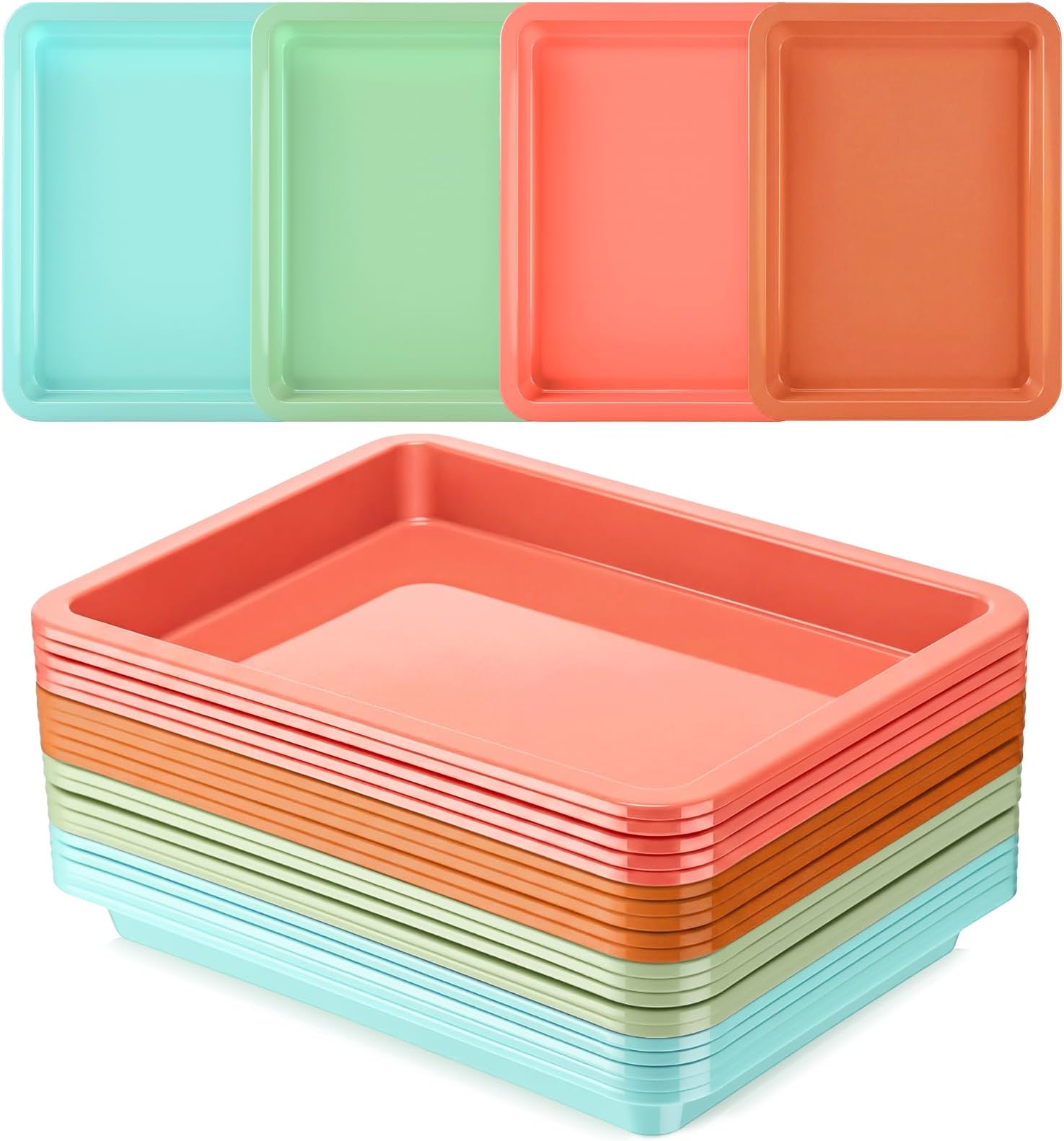 Mimorou 20 Pcs Small Plastic Art Sand Trays Multicolor Stackable Activity Sensory Tray Paint Mixing Crafts Organizer Serving Accessories for DIY Bead Painting, 9.65 x 7.28 x 0.9 Inch(Vivid Color)