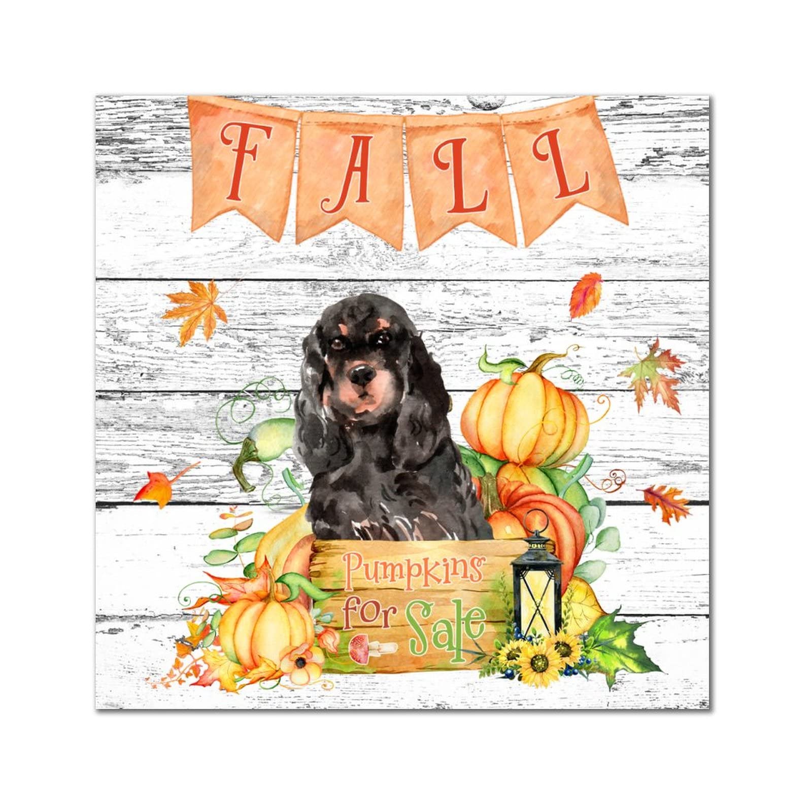 Cadeau décoration femme plaque murale en bois automne rétro 30 x 30 cm