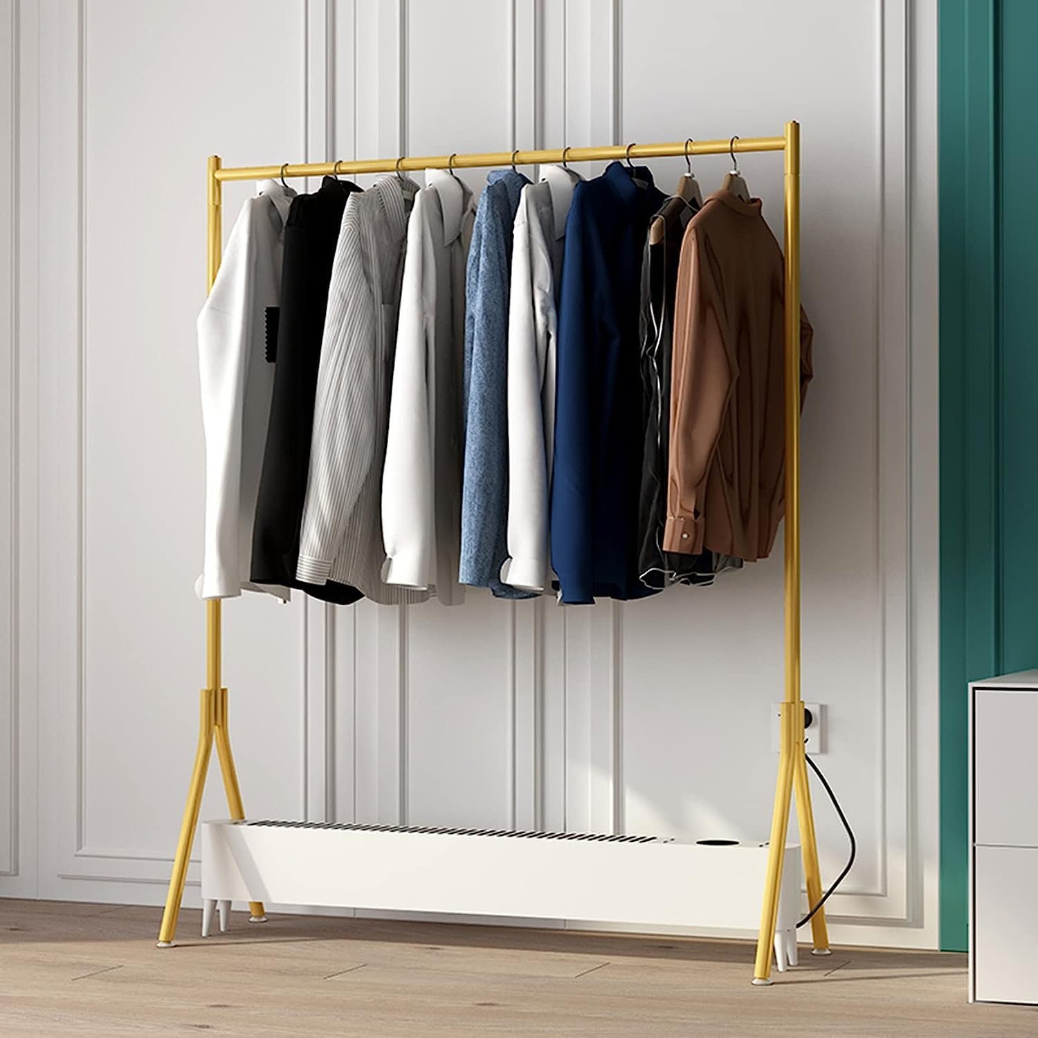 Porte-vêtements en métal noir 60x40x150cm penderie robuste Simplicity