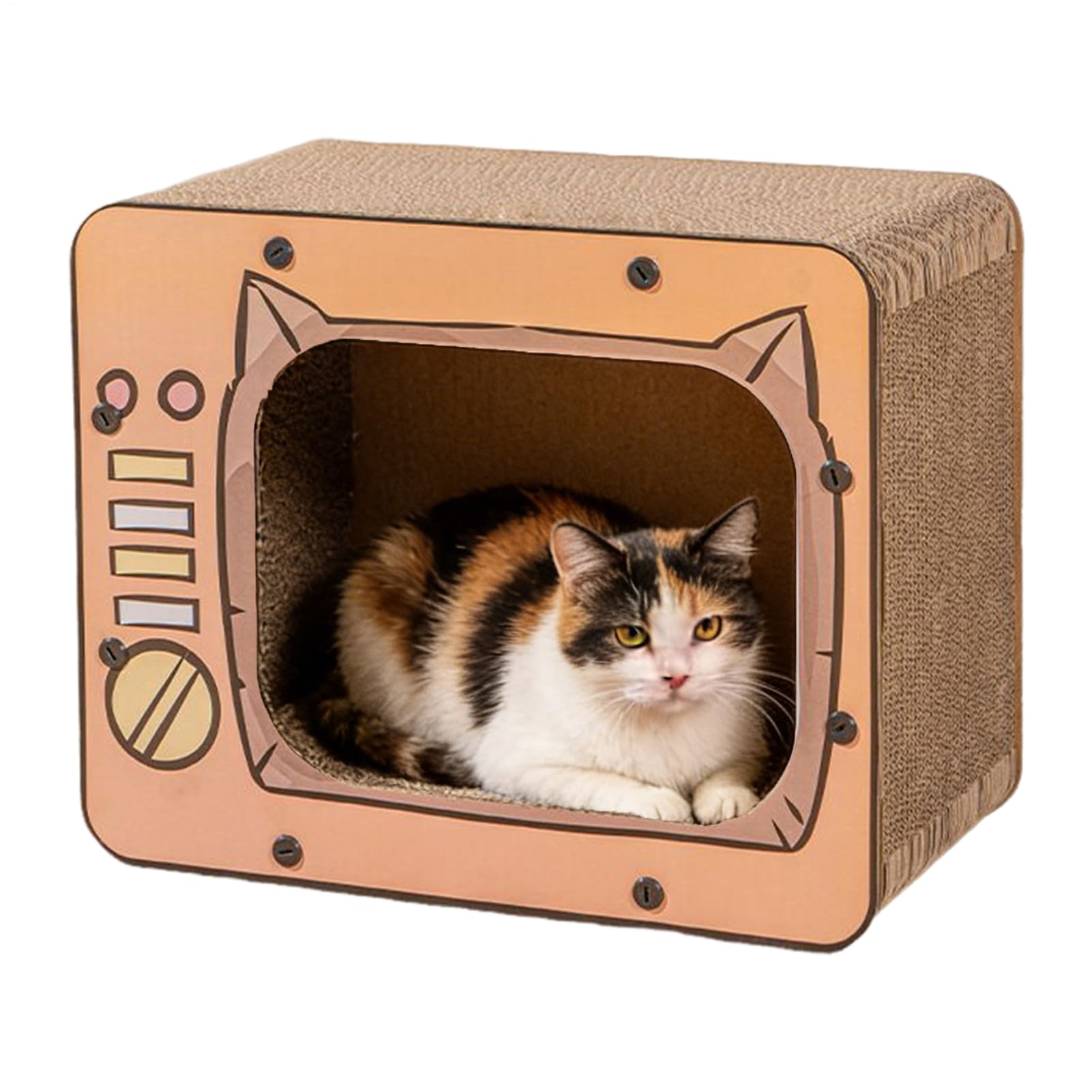 Casetta tiragraffi per gatti, ondulata antiscivolo, a forma di TV, per interni, per tappeti, divani, porte, mobili, gattini, coniglietti, piccoli animali noia