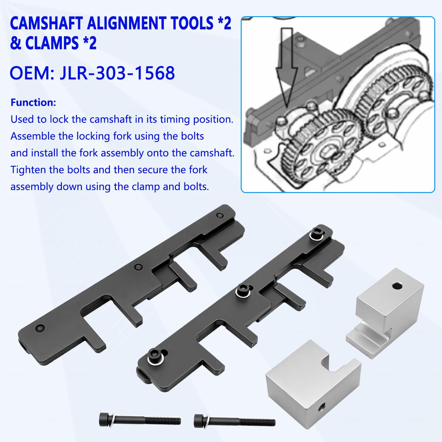ZKTOOL Kit di strumenti di temporizzazione per allineamento albero a camme motore per Land Rover | Set di temporizzazione per modelli diesel TDV8 4.4L Range Rover & Sport. OEM JLR 303-1620, 303-1568, 303-1243, 303-1571.