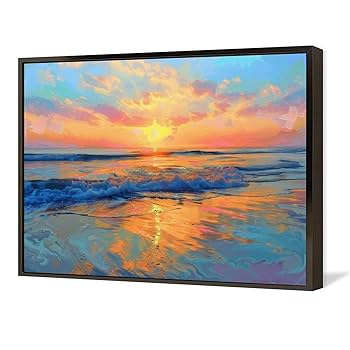 油絵 絵画 【夕暮れのビーチ】 油絵 絵画 【夕暮れのビーチ】 Amazon.co.jp: 絵画 夕暮れの海と