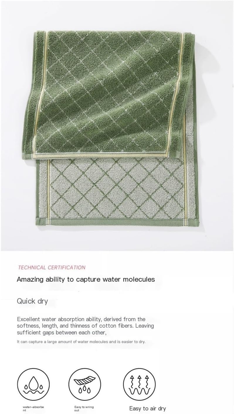 Cotton Washcloths 3 Pack Soft Absorbent Face Towels Ring Spun Cotton Wash Cloths for Bathroom(Light Green)