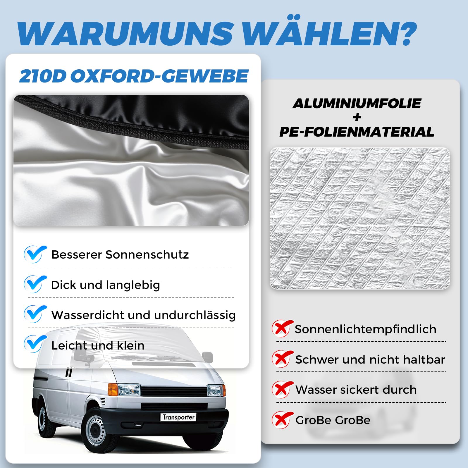 Osłona przedniej szyby, zamiennik do VW Caravelle/Transporter T4, luksusowa srebrna osłona na przednią szybę, składana osłona na przednią szybę, ochrona przed słońcem, mata, ochrona przed