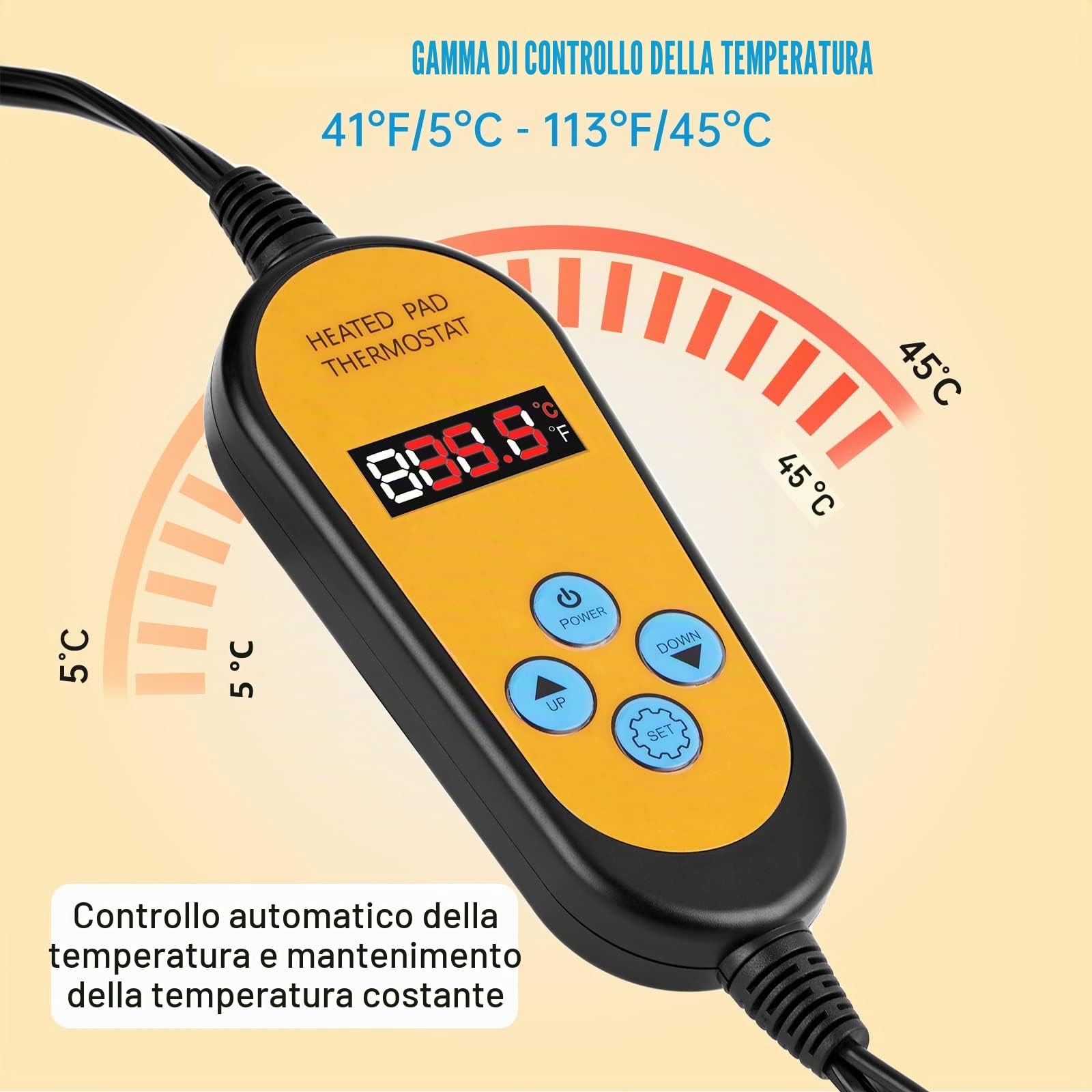 WADEO Tappetino Riscaldante per Piante, [52 x 25cm] [50W], con Termostato da 5 a 45°C, Impermeabile e Durevole, Tappetino Riscaldante per Germinazione di Piantine, Funghi, Rettili