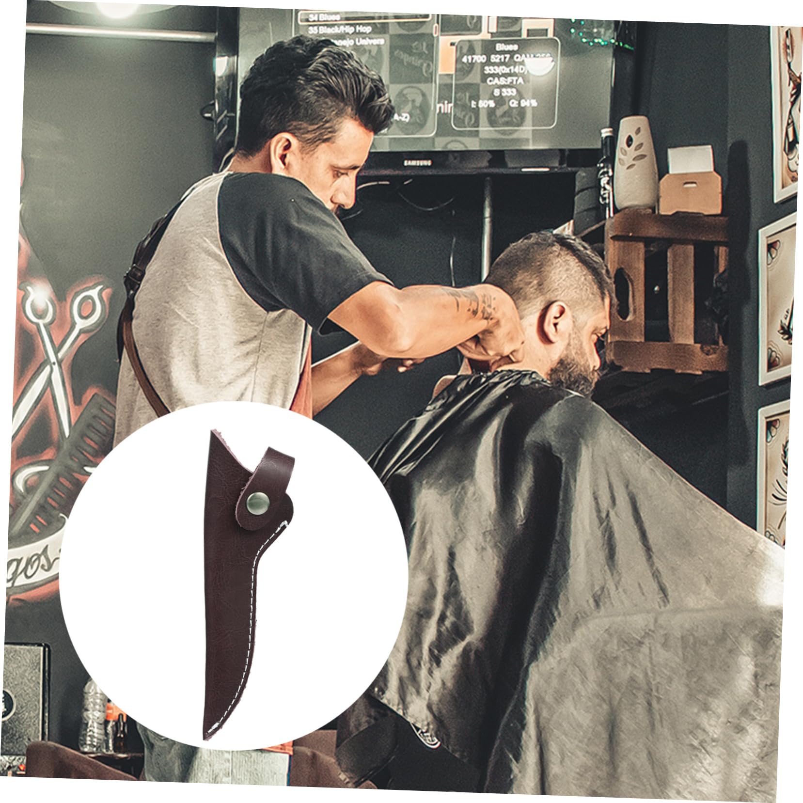 DEARMAMY Leather Scissor Pouch Holder Professional Hairdressing Scissors Storage Bag Durable and Stylish Scissor Cover for Stylists and Barbers for Home and Salon Use