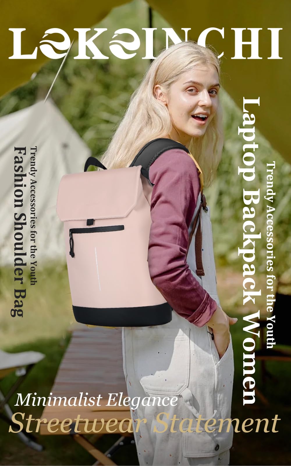 Lekeinchi Zaino da Donna Elegante, Zainetto Donna in Pelle PU, Grande Impermeabile Borsa Zaino Donna, 15,6 Pollici Zaino Porta PC per Università Viaggio Casual Lavoro Scuola Ufficio, Rosa